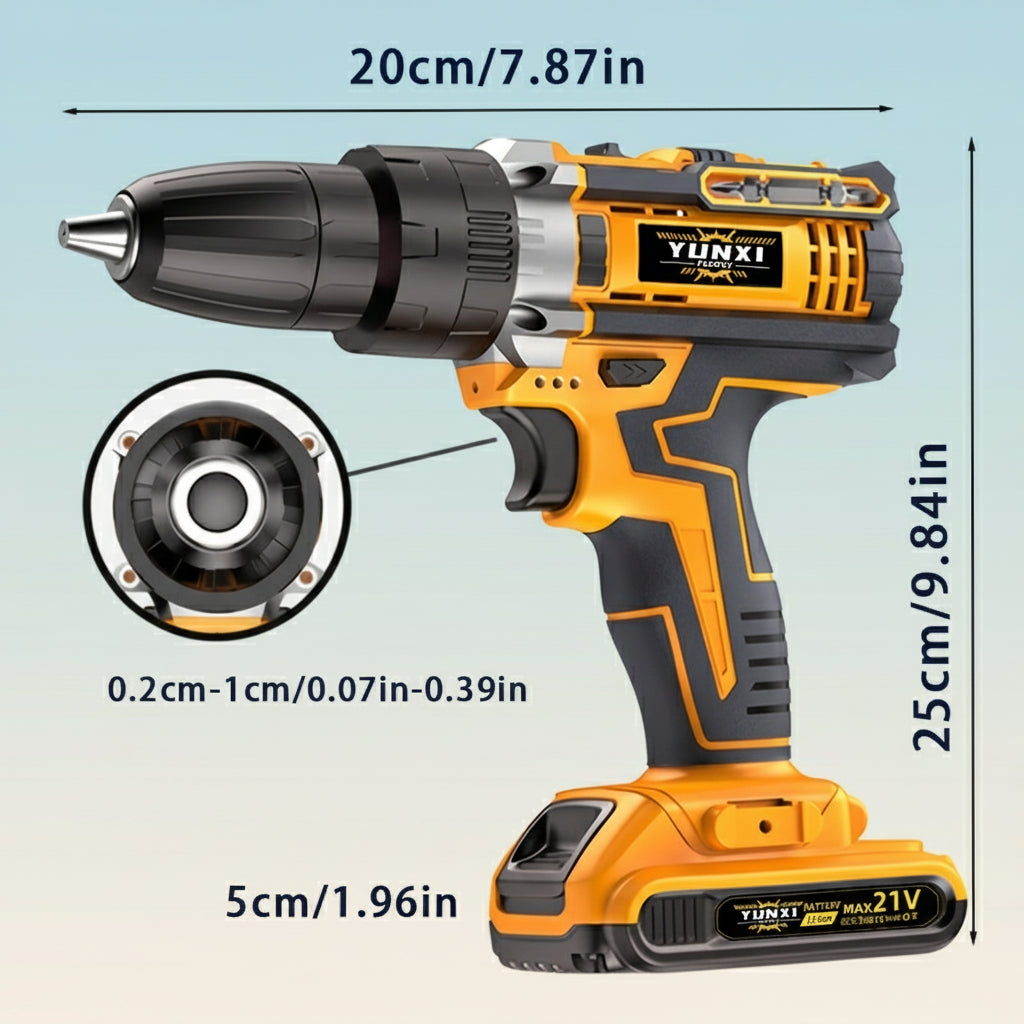 🔩 DrillPro 21V – Perceuse visseuse sans fil professionnelle avec batterie lithium et accessoires