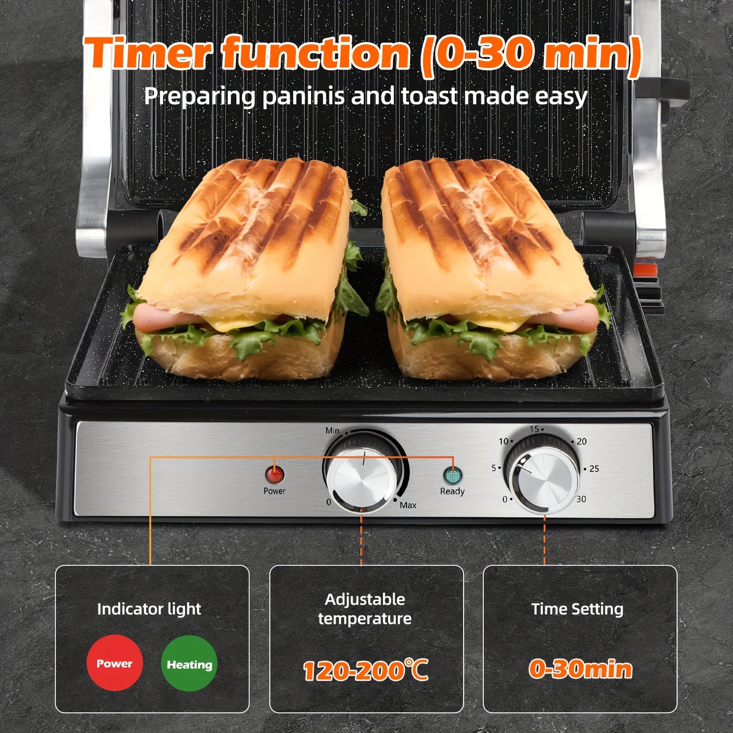 🥪 Grill Panini Pro 1700W – Appareil à panini et grill multifonction