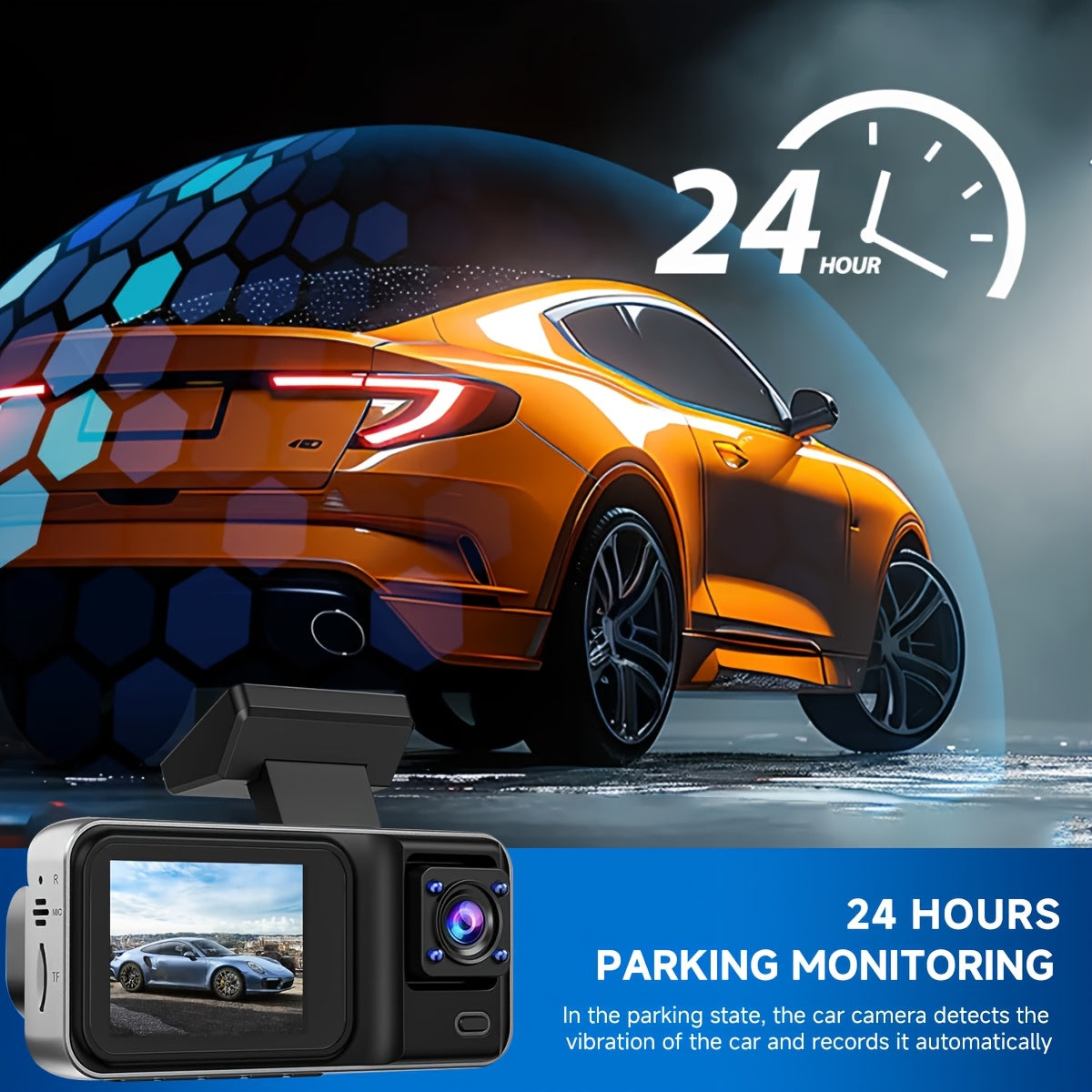 🚘 SafeDrive Dual HD – Dashcam avant/arrière avec vision nocturne et détection de mouvement